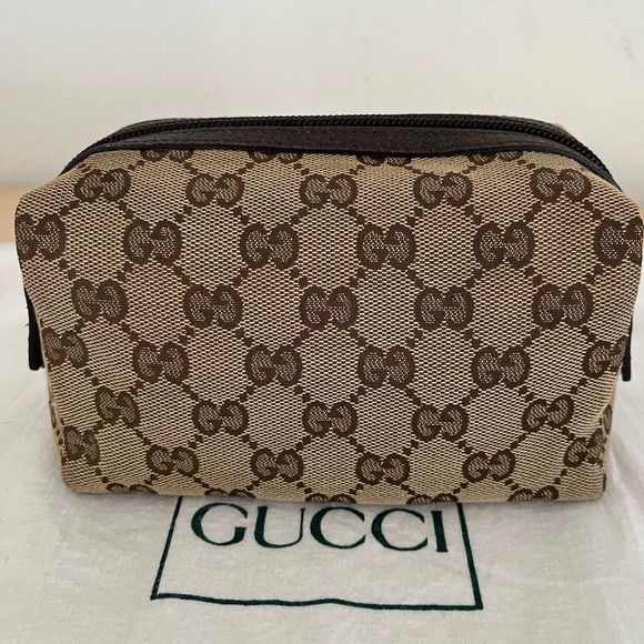 Authentic Gucci GG Supreme Monogram Cosmetic Toiletry Travel Pouch Unisex EUC - Picture 1 of 13
